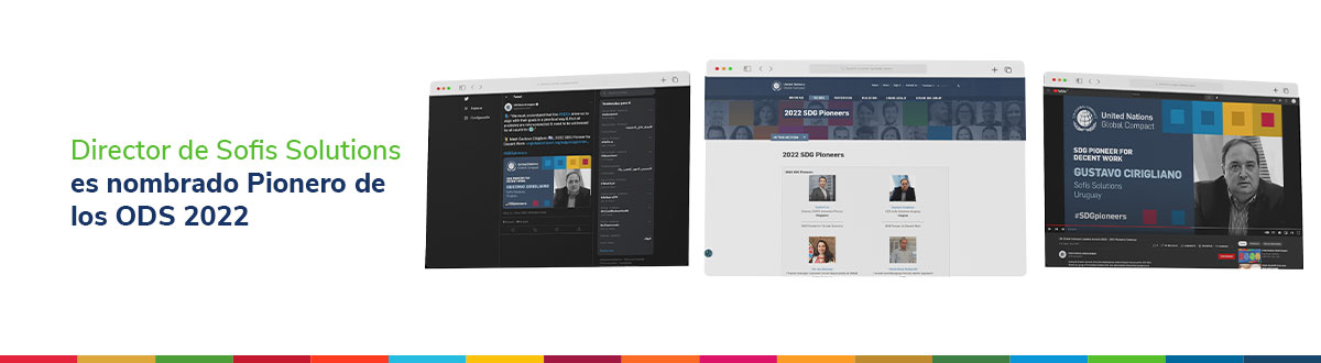 Three computer screens displaying a presentation