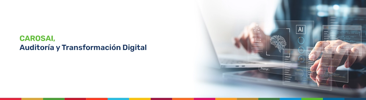 persona interactuando con interfaces digitales que representan inteligencia artificial, datos y programación