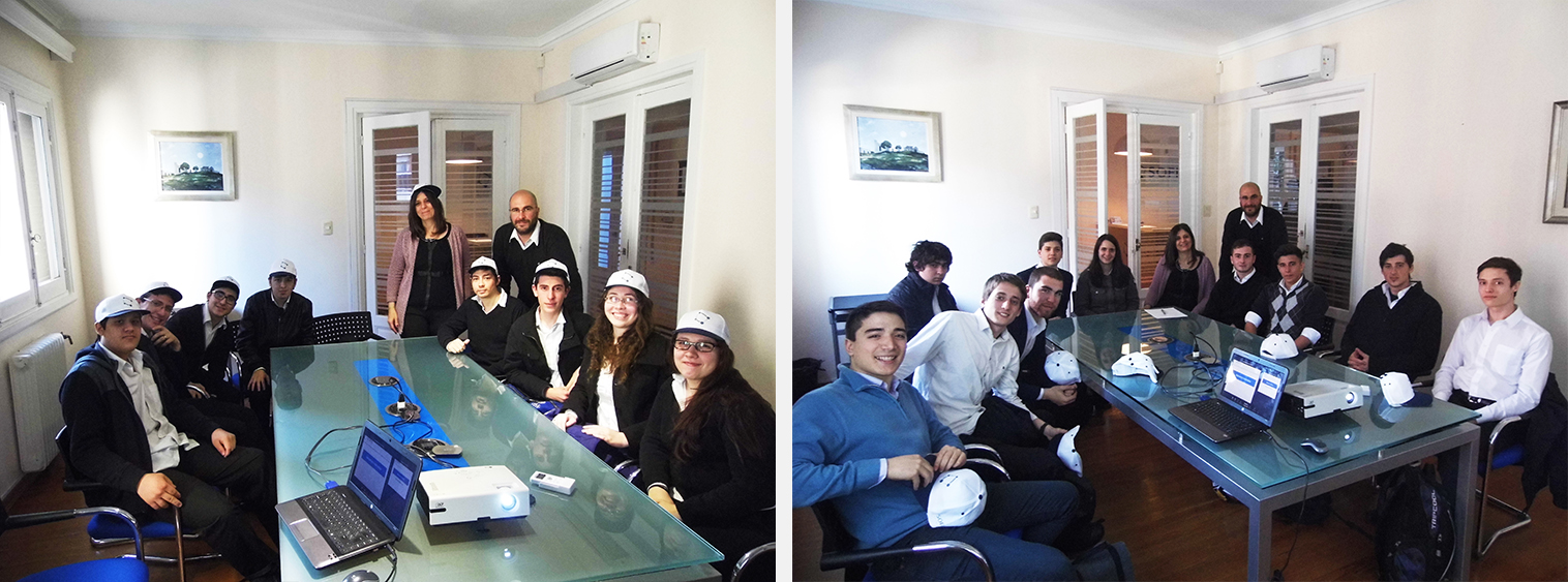 Jovens reunidos num escritório