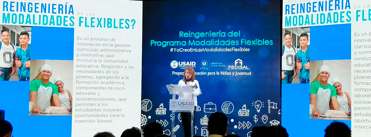 Mujer brindando una ponencia