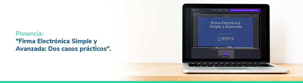 Pantalla de una computadora con una presentación de Firma Electrónica.