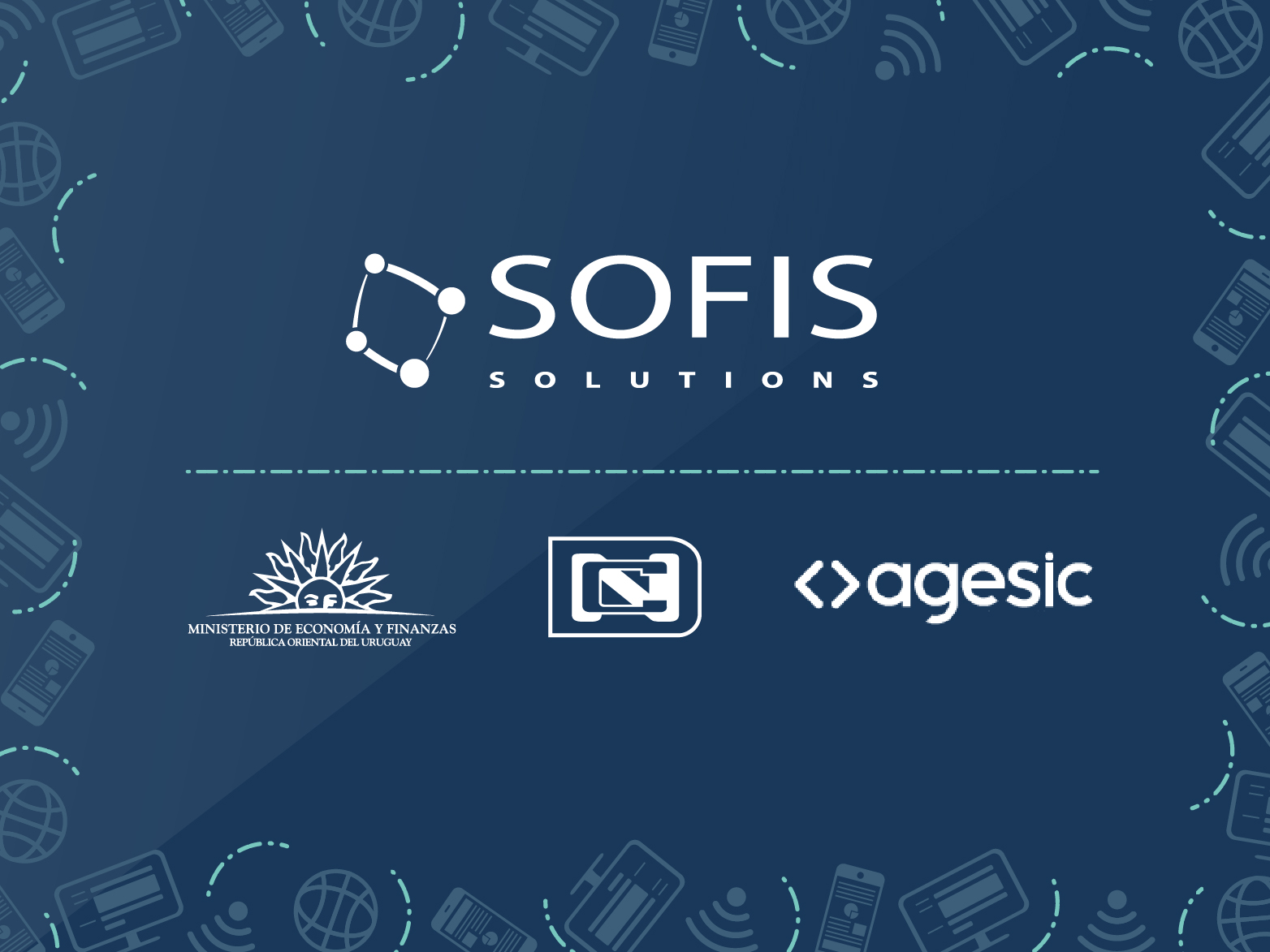 Logótipos da Sofis Solutions, da Presidência do Uruguai e da AGESIC
